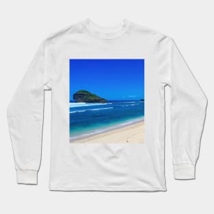 Watu Karung lagoon sand beach with a rock island looks like a Sphinx Long Sleeve T-Shirt